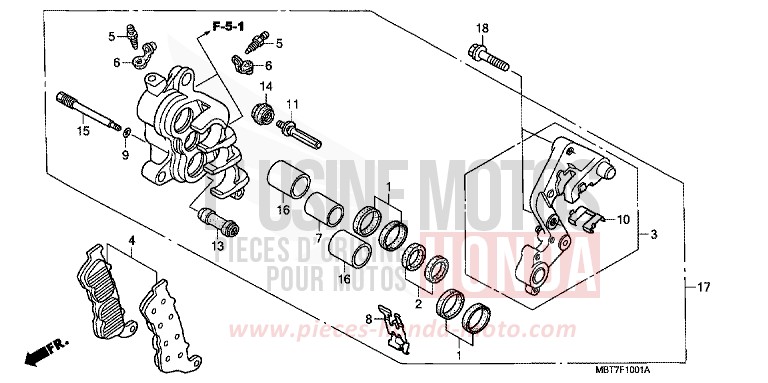 FRONT BRAKE CALIPER (R.) (XL1000VA) for Varadero ABS BLOOM RED METALLIC (R319) from 2007